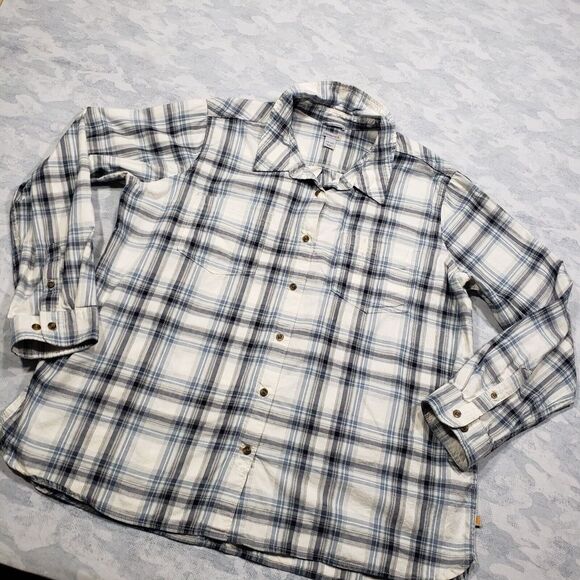 Carhartt Top Womens 2XL Blue Plaid Long Sleeve Button Up Workwear - Picture 2 of 9